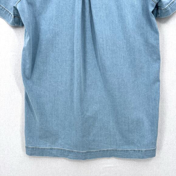 ENZA COSTA Soft Denim Shirt Dress Womens Small Light Blue Short Sleeve Button Up - Picture 9 of 14